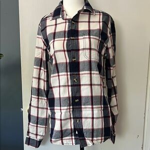 Roots | Men's Size XS Plaid Shirt - Navy Blue, White, Red